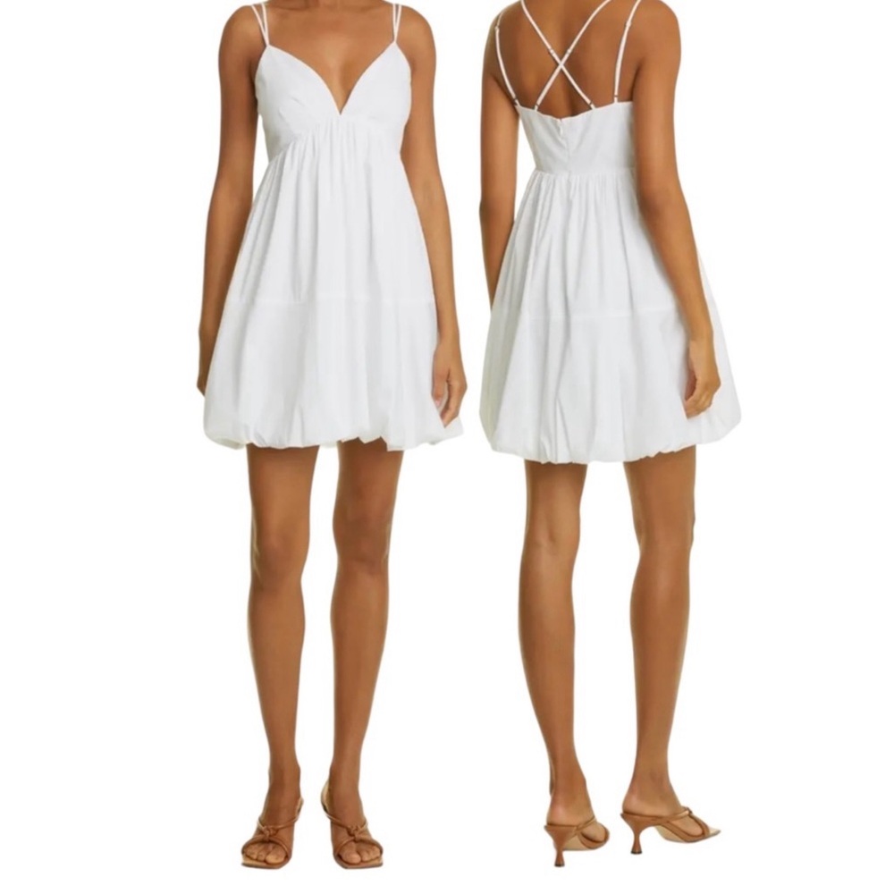 Elegant Cinq à Sept Spaghetti Strap White Mini Dress – Size 0